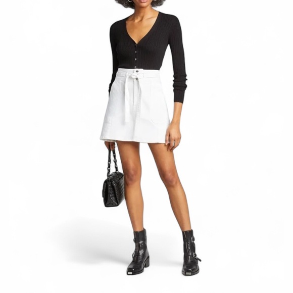 Frame Denim Dresses & Skirts - ❣️FRAME White Denim Skirt with Belted Waist Tie New Size 2